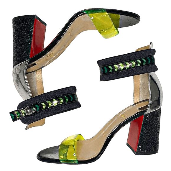Christian Louboutin Tennis Elbow 85 PVC Ankle Strap Sandal Heels EU 36.5 US 6.5 - Picture 6 of 11
